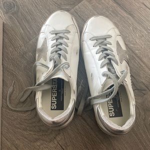 Golden goose super star white silver sz 39